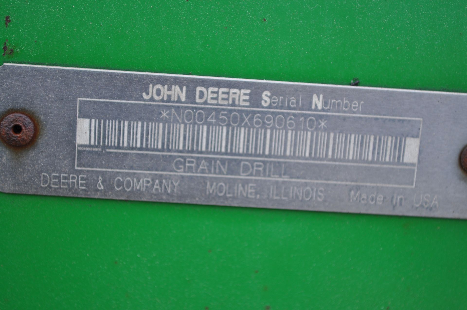 John Deere 450 end wheel grain drill, 17 hole, 7.50-20 tires, SN 690610, low acres - Image 7 of 8