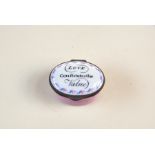 A Bilston Enamel Patch Box "Sincerity & Love"