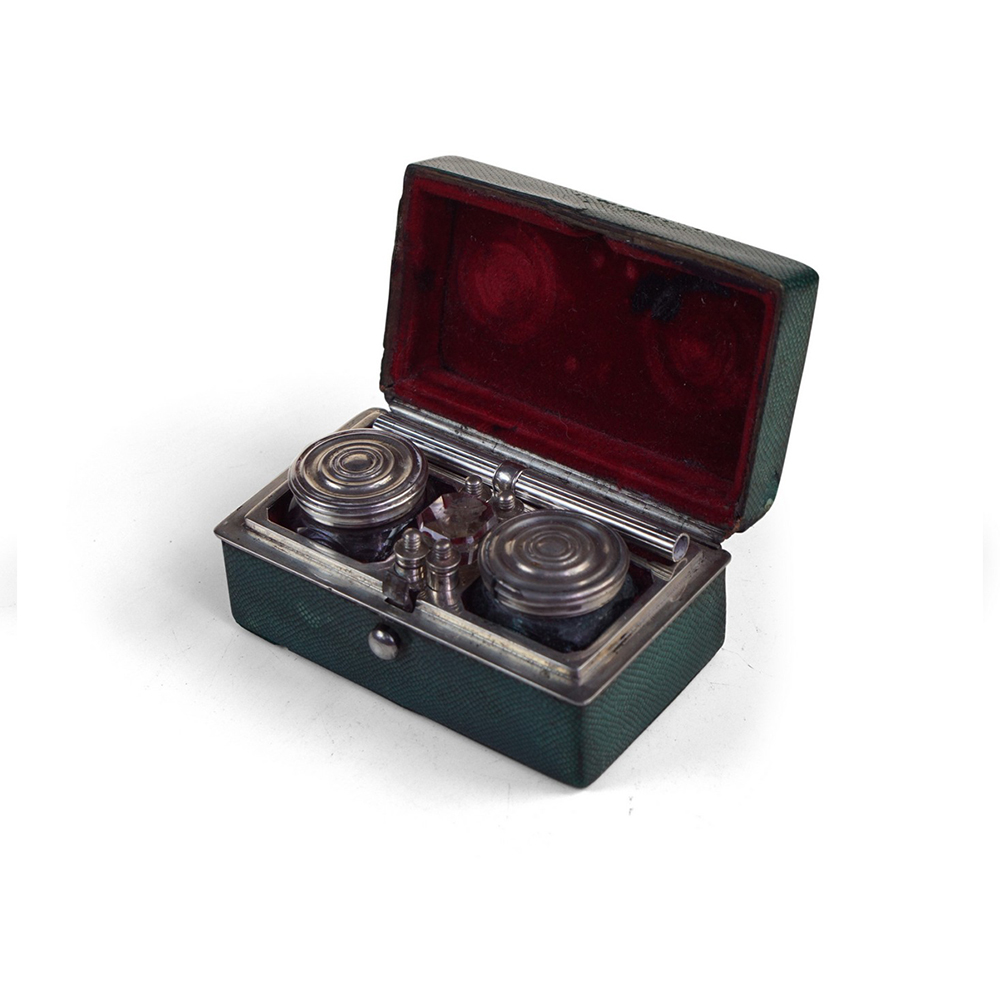 Shagreen & Silver Travelling Writing Set - Image 2 of 2