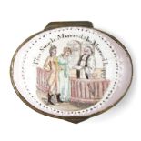 A Bilston Enamel Patch Box "The Single Married.