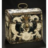 Early Carved Wooden Chest with Hammered Silver Hardware, Provenance 900/1100