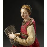 Petite Neapolitan Lady of the Court with Sculpted Gold Diadem and Silver Coffer 1200/1500