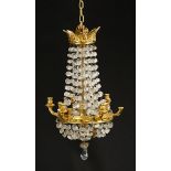 Early Six-Arm Brass and Crystal Chandelier 1200/1700
