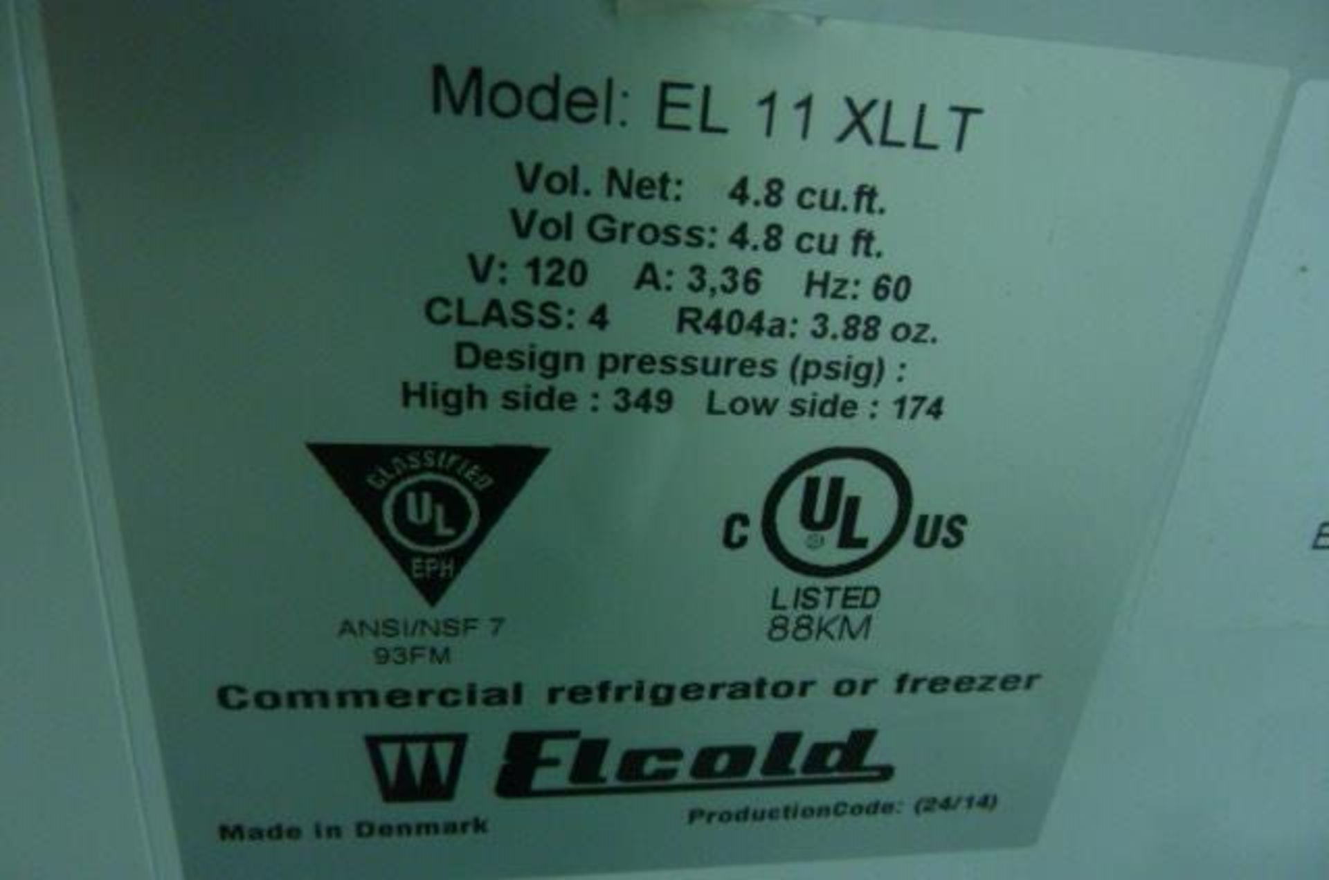 Elcold Md. EL 11XLLT, 4.8 cu. Ft., Type UNi11 - Image 4 of 6