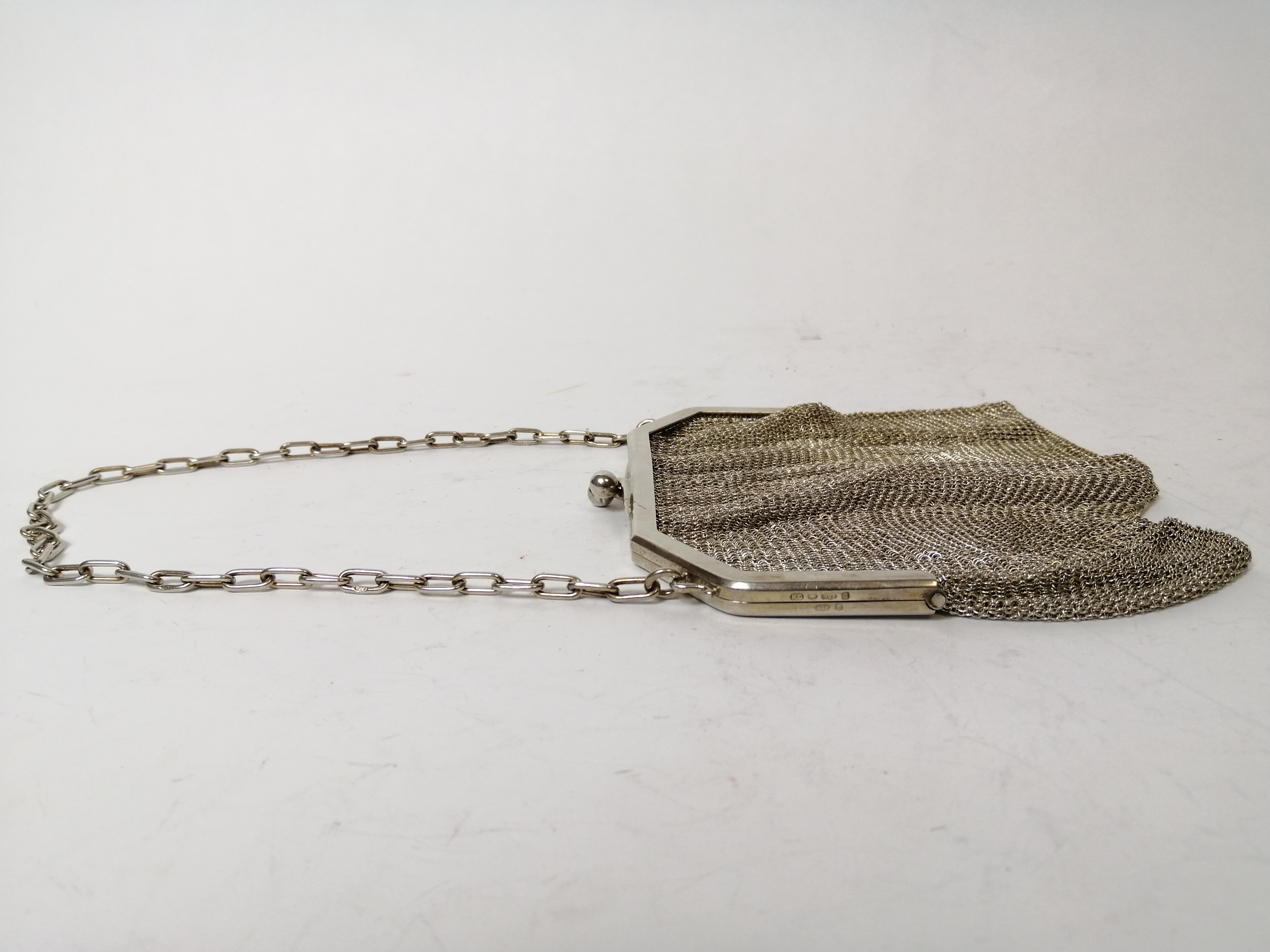 Silver mesh bag with plain mount, Import Marks. 6oz. - Image 4 of 5