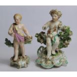 Late 18th century English porcelain figure representing Spring with putto seated on a garland of