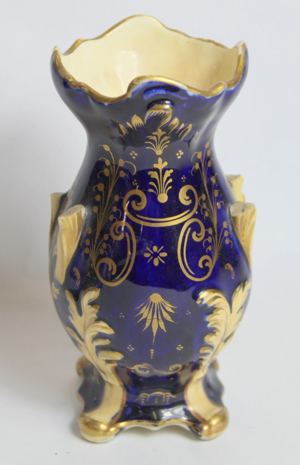 Early 19th century Derby porcelain vase with floral encrustation and moulded gilt foliate scrolling, - Image 10 of 11