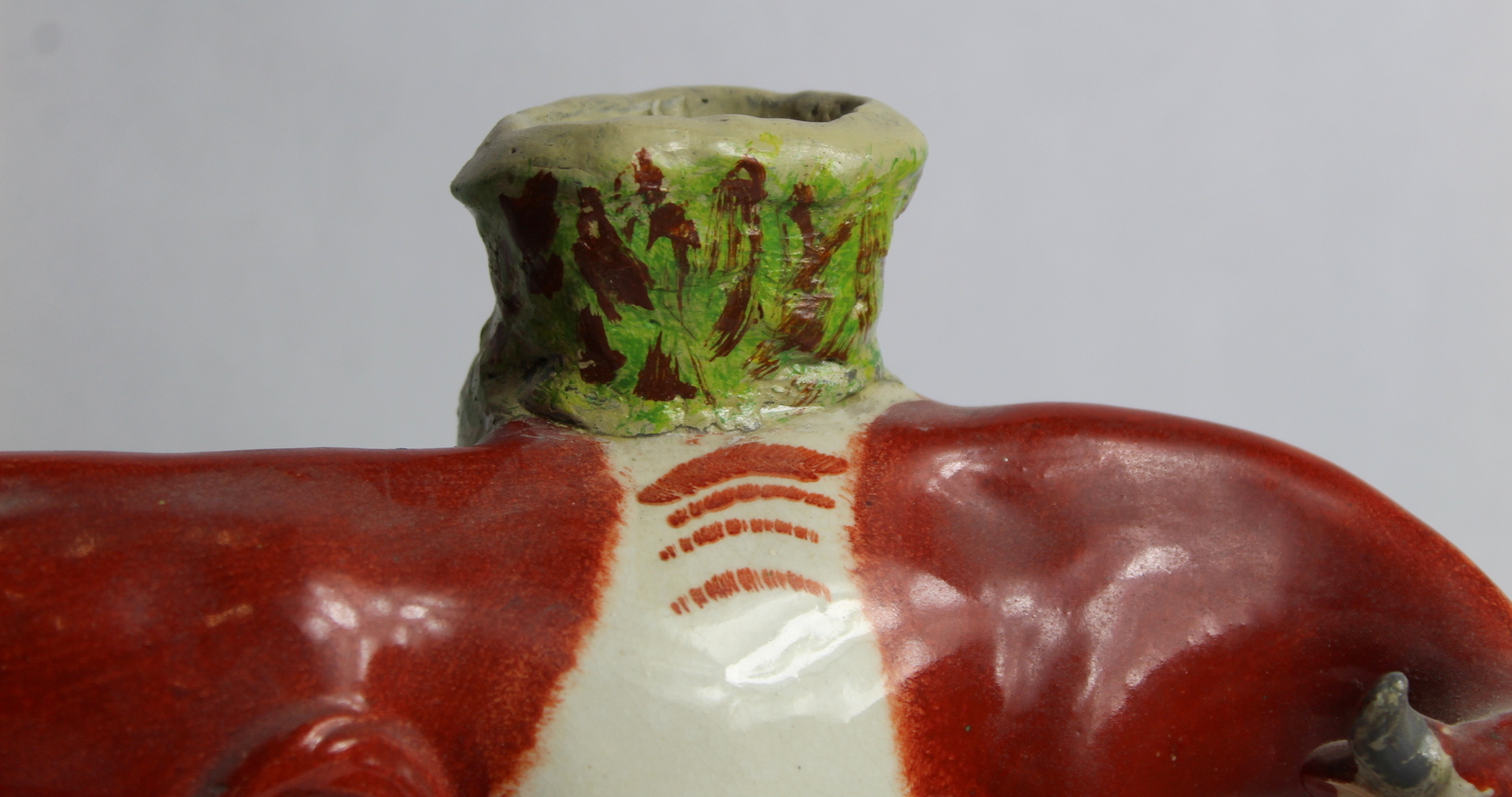 Two Staffordshire pottery spill vases in the form of a cow and calf on naturalistic plinth base with - Image 9 of 12