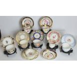 Collection of Spode and other early to mid 19th century teacups and saucers, various patterns