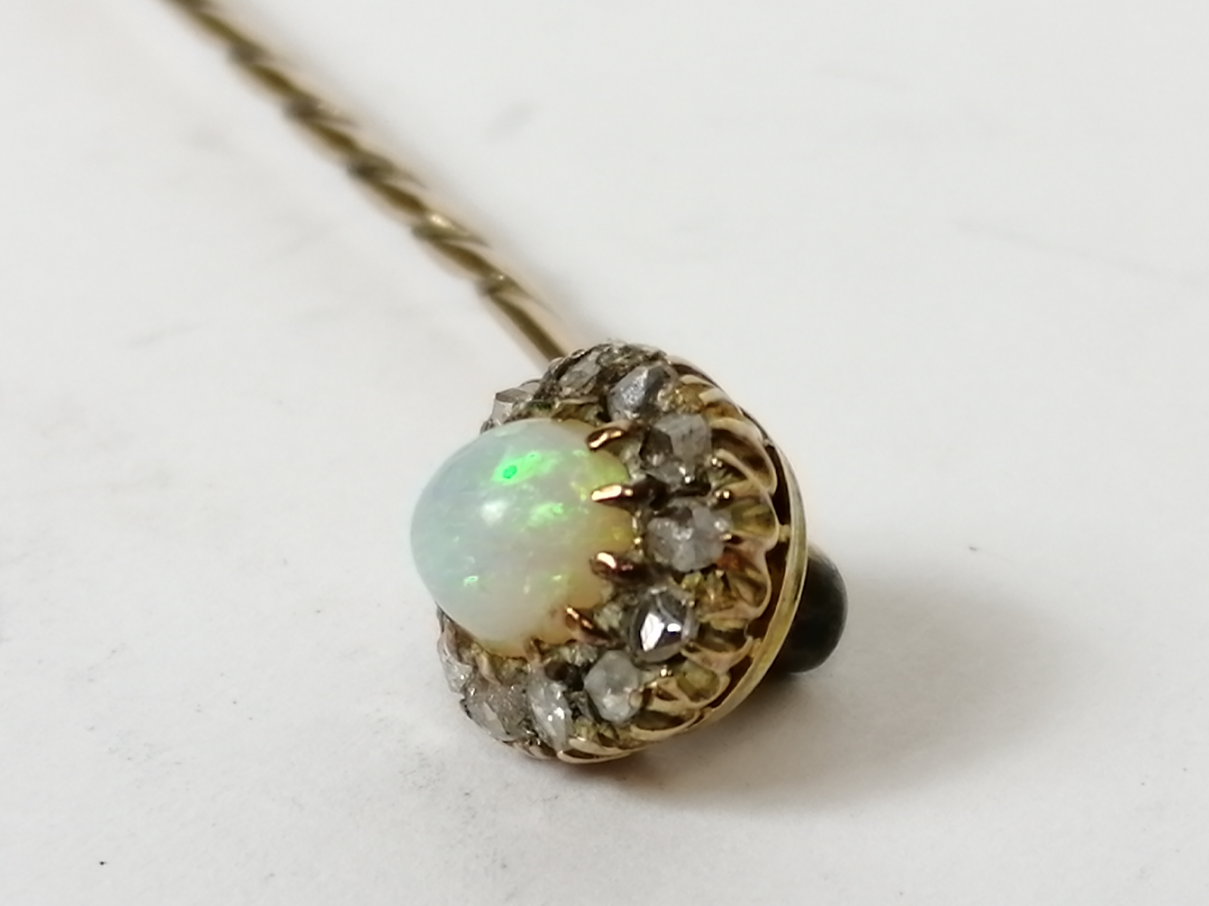 Scarf pin with opal and rose diamonds. - Image 3 of 3