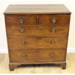 19th century mahogany chest of two short and three long drawers on bracket feet. 92cm. wide.