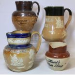 Doulton Lambeth stoneware 'Chrystal Bell & Co, Glasgow, Three Bells Whisky' water jug, with