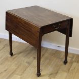 19th century mahogany Pembroke table with end drawer on square tapering supports. 75cm long.