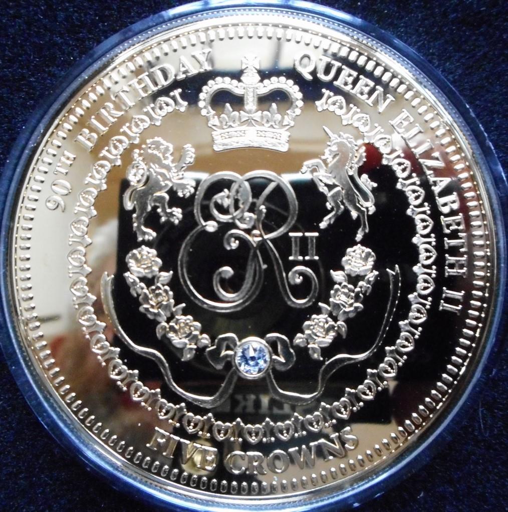 Tristan da Cunha. Five crown limited edition. Gold plated Silver Proof. 90th Birthday commemorative. - Image 2 of 2