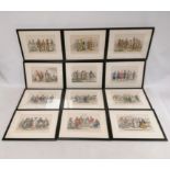 Set of twelve 19th century hand coloured engraved plates depicting various world races, of mankind