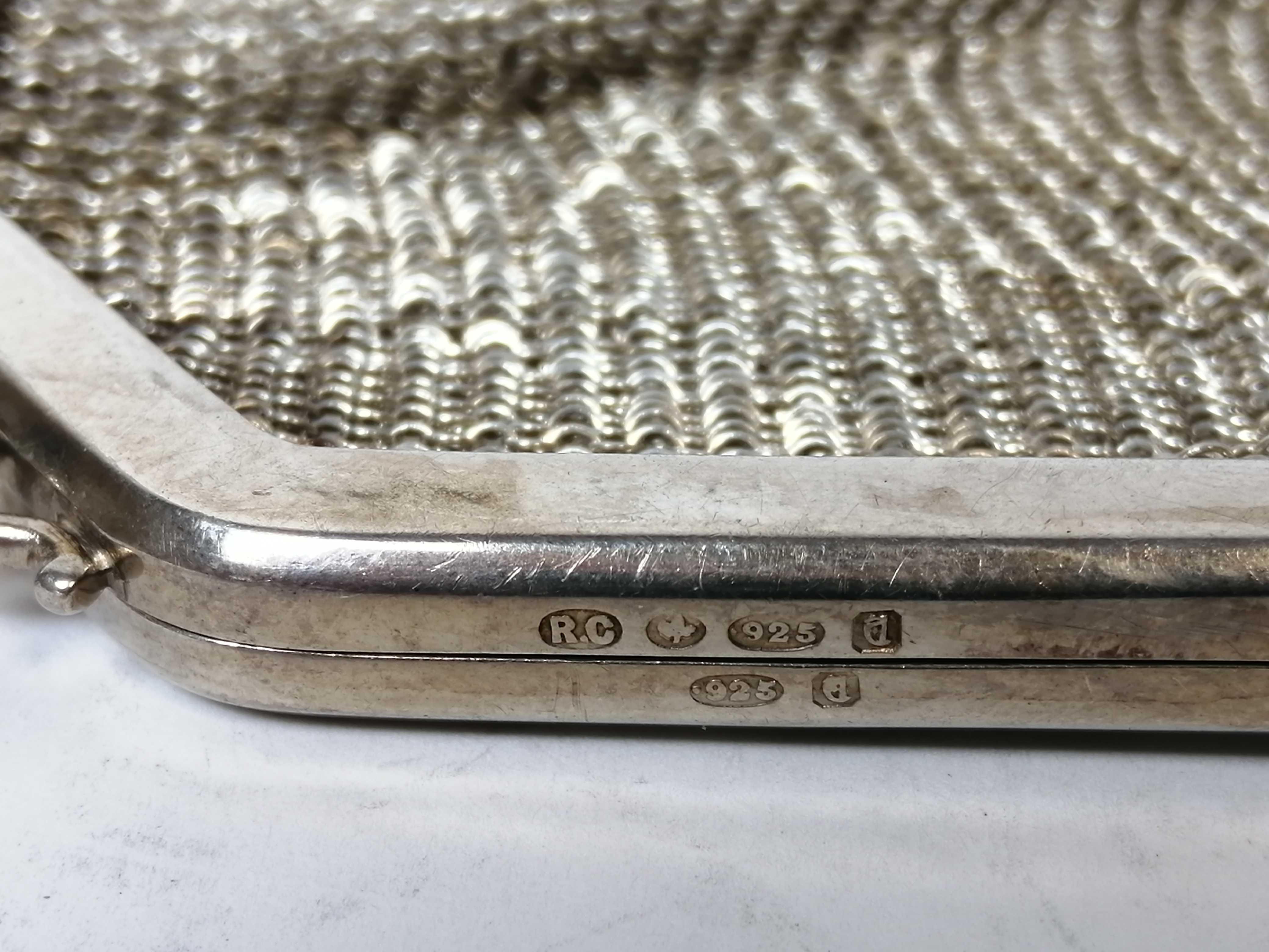 Silver mesh bag with plain mount, Import Marks. 6oz. - Image 5 of 5