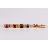 Six gold and other gent's rings variously gem set, one - 585. 47g gross.