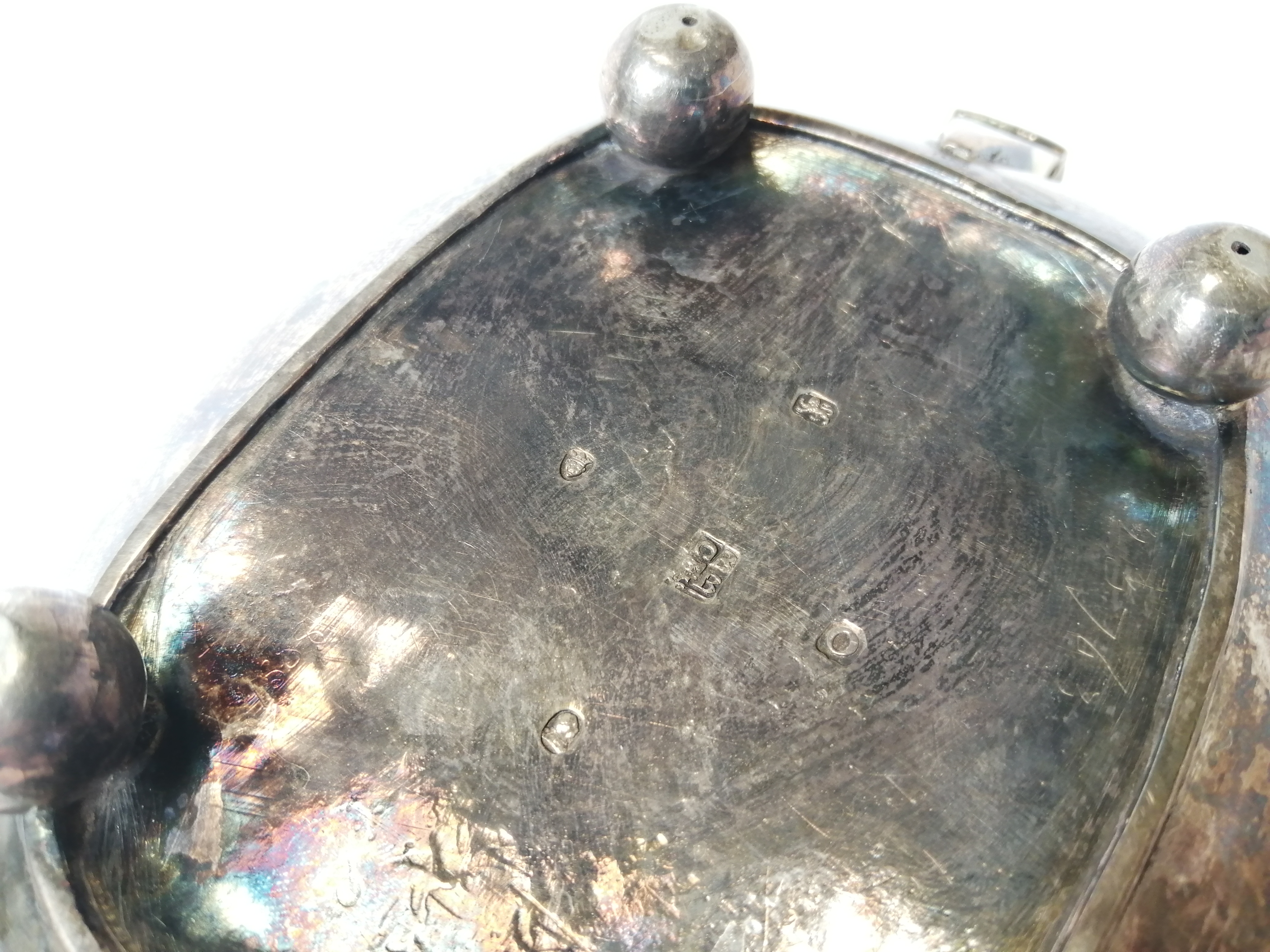Silver tea pot of moulded boat shape by Alice & George Burrows (overstruck) 1809. 15oz. - Image 3 of 5