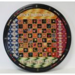 Mid 20th century circular tapestry Mahjong table top board worked in polychrome silk threads with