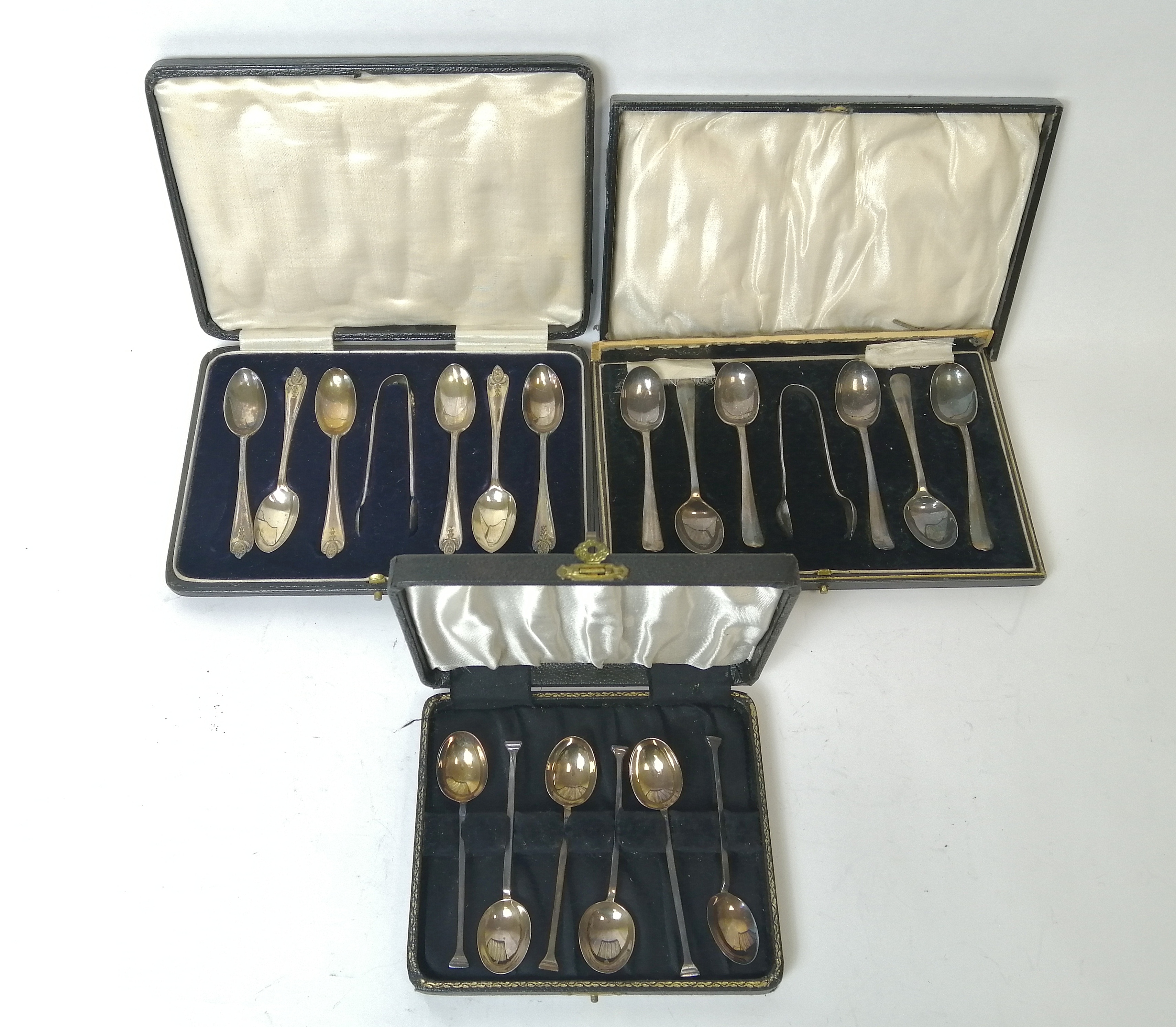 Three sets of silver coffee spoons and various silver and other articles. - Image 2 of 6