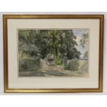 SAM BOUGH (1822-1878)A Drive in the Country.Watercolour over pencil.33cm x 49cm.Signed in pencil.