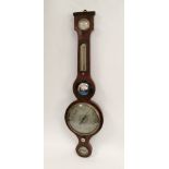 Early 19th century wheel barometer with hygrometer level, mirror and thermometer, c.1820.