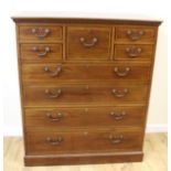 Edwardian inlaid mahogany chest of five short drawers over four graduated long drawers on plinth