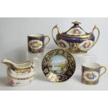 Late 18th/early 19th century Spode twin handled oval sucrier and two matching coffee cans, pattern