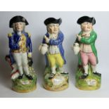 Pottery Toby jug of Lord Nelson, decorated in polychrome, 29cm high and two other "Hearty Good