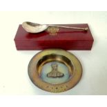 Silver copy of a diamond point spoon, Mercers' company '13 January 1994'. Britannia standard 1993,
