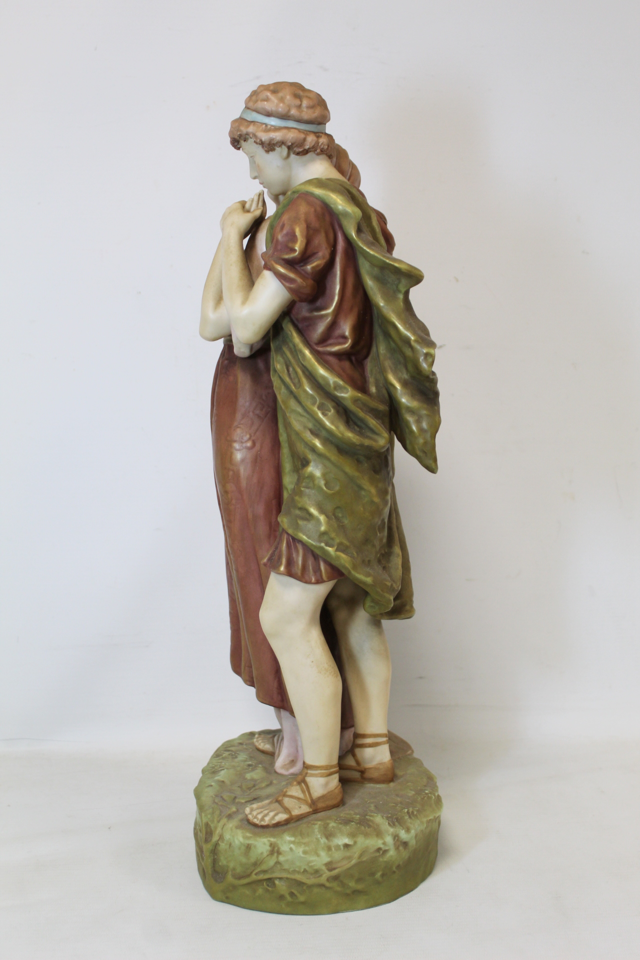 Royal Dux porcelain figure group of two lovers, both in classical dress, by Alois Hampel, - Image 6 of 9