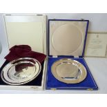 Seven silver Royal Commemorative ltd. ed. dishes, some after Annigoni, cased with certificates.