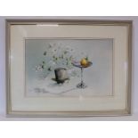 MARY H. ALLISON.Still life with fruit and flowers.Watercolour.32cm x 50cm.Signed, inscribed verso.