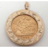 Half sovereign, 1902, in gold pendant mount, 5.7g.