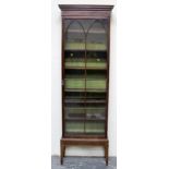 Edwardian mahogany and inlaid astragal glazed bookcase, 226cm high, 65cm wide.