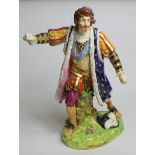 18th century Derby porcelain figure of David Garrick as Richard III, decorated in polychrome and