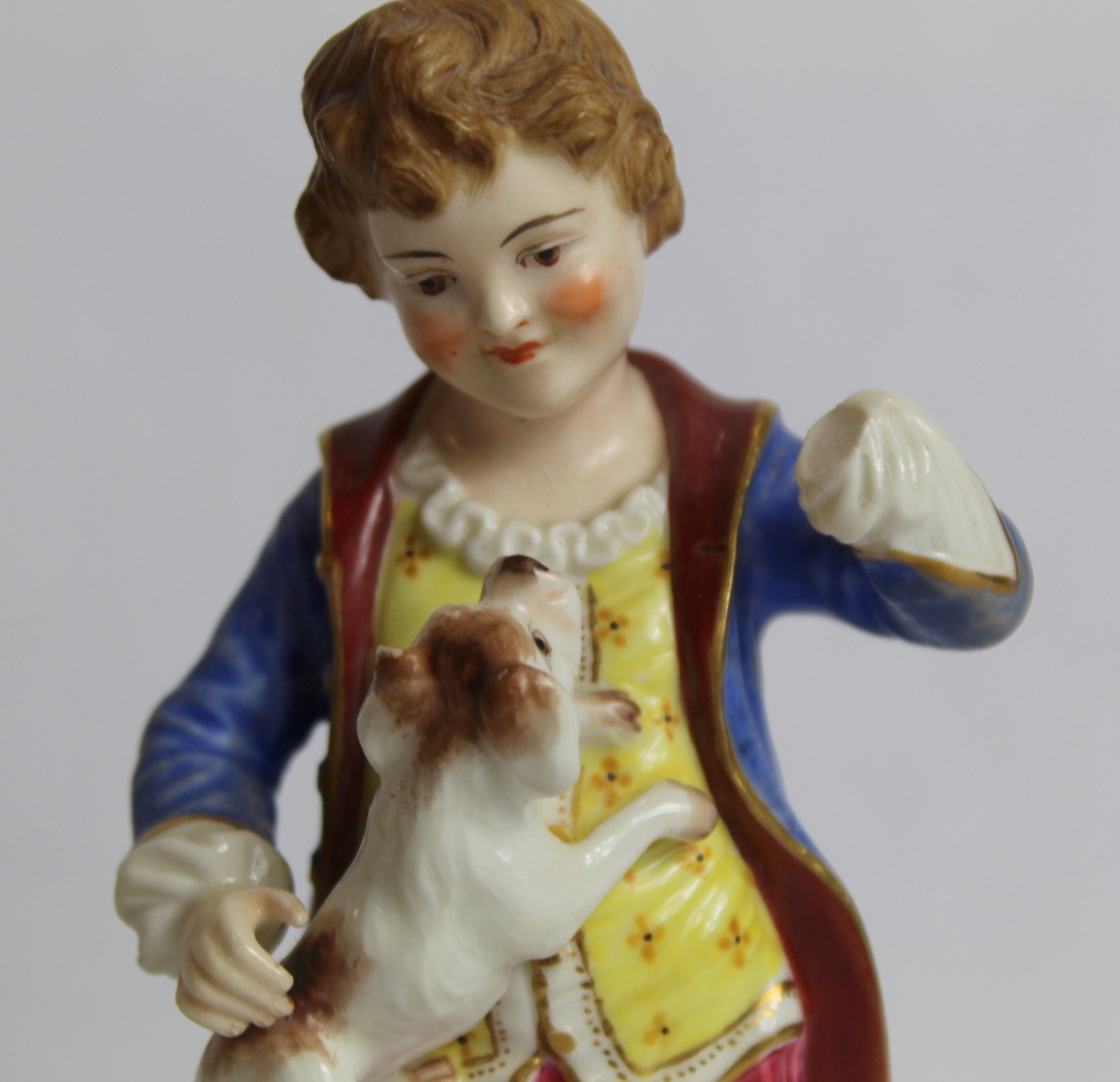 Pair of Stevenson & Hancock Derby porcelain figures of a shepherd and shepherdess, the boy with - Image 6 of 6