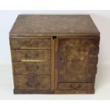 Late 19th/early 20th century Japanese parquetry table top cabinet of rectangular form in three