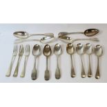 Four silver table spoons 1818, three dessert spoons 1843 and 1852, four others and three dessert