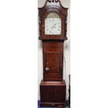 Eight day long case clock by William Tickle Newcastle the 13" painted dial with well detailed