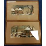 J. KNIGHT (VICTORIAN SCHOOL)Winter Landscapes - a pair.Watercolour and gouache.Each 14.5cm x 30cm.