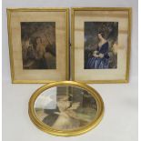 Pair of Victorian Baxter chromolithographs "The Lover's Letter Box" and "The Day Before Marriage",