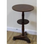 19th century mahogany dumb waiter of small size on platform base. 65cm.