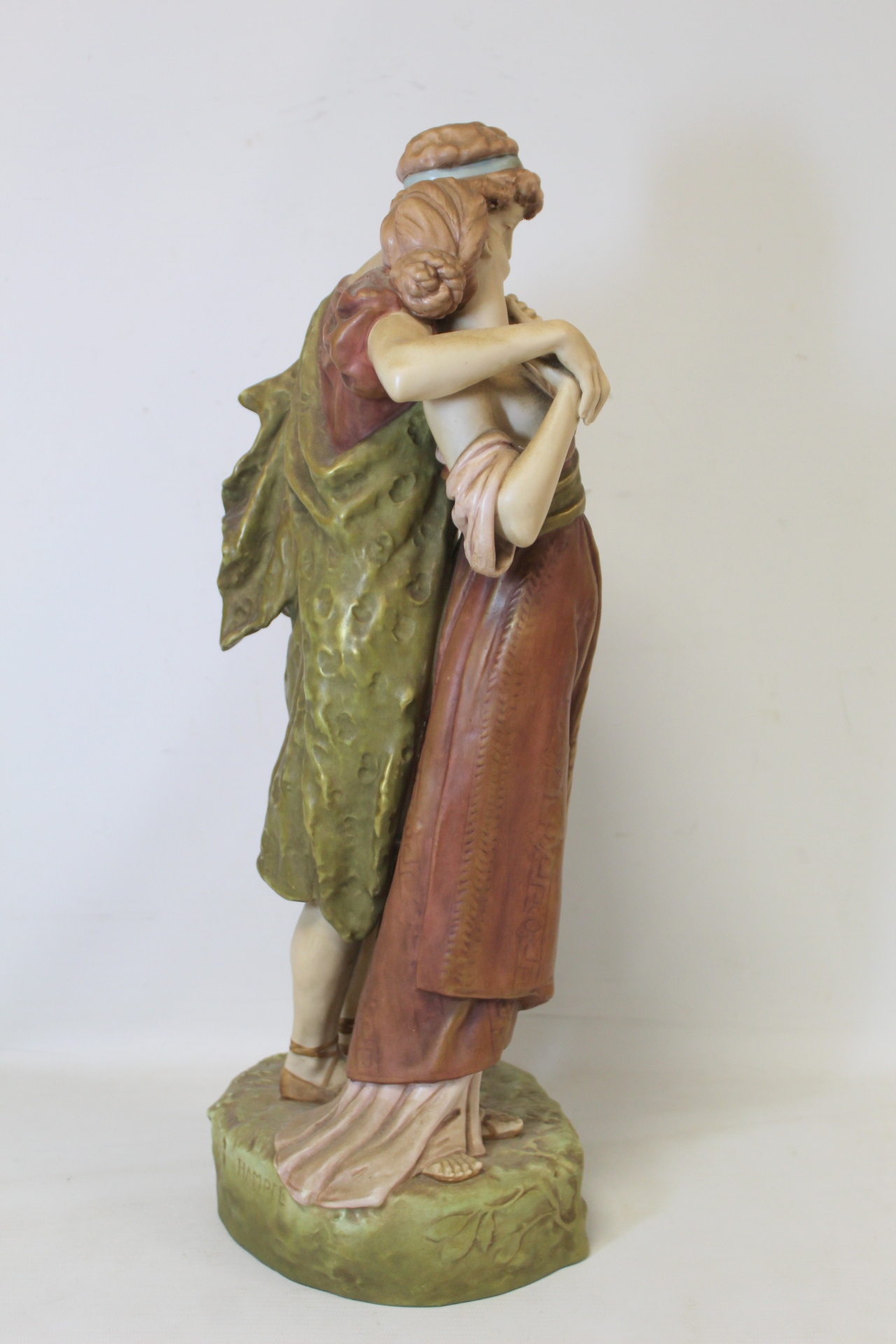 Royal Dux porcelain figure group of two lovers, both in classical dress, by Alois Hampel, - Image 5 of 9