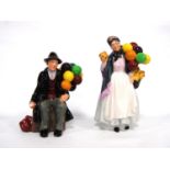 Two Royal Doulton figures, 'The Balloon Man' HN 1954, and 'Biddy Penny Farthing' HN 1843.