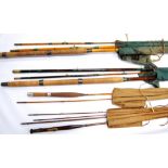 Four vintage fishing rods to include Anderson's 'The Dunkeld' three-piece trout rod, Allcock's '