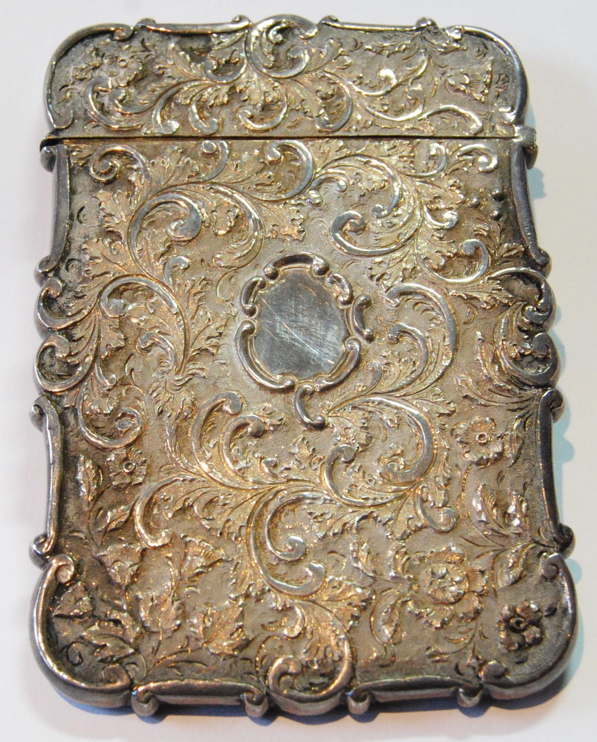 Silver 'castle top' card case with a view of York Minster in high relief amongst scrolls by - Image 3 of 4