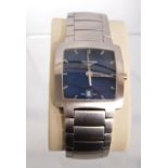 Longines Opposition L3.626.4 gent's wristwatch with blue face, date aperture, bracelet and box.