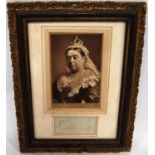 Her Majesty Queen Victoria autograph, framed and mounted with a 1837-87 Jubilee print.