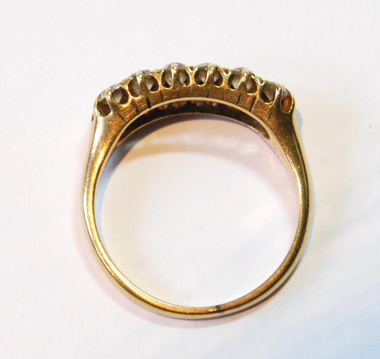 Edwardian 18ct gold ring with two rows of six old-cut diamonds, size O. - Image 2 of 3